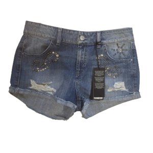 GUESS  Studded Blue Jean Denim Shorts Western Style Size 28 NEW NWT